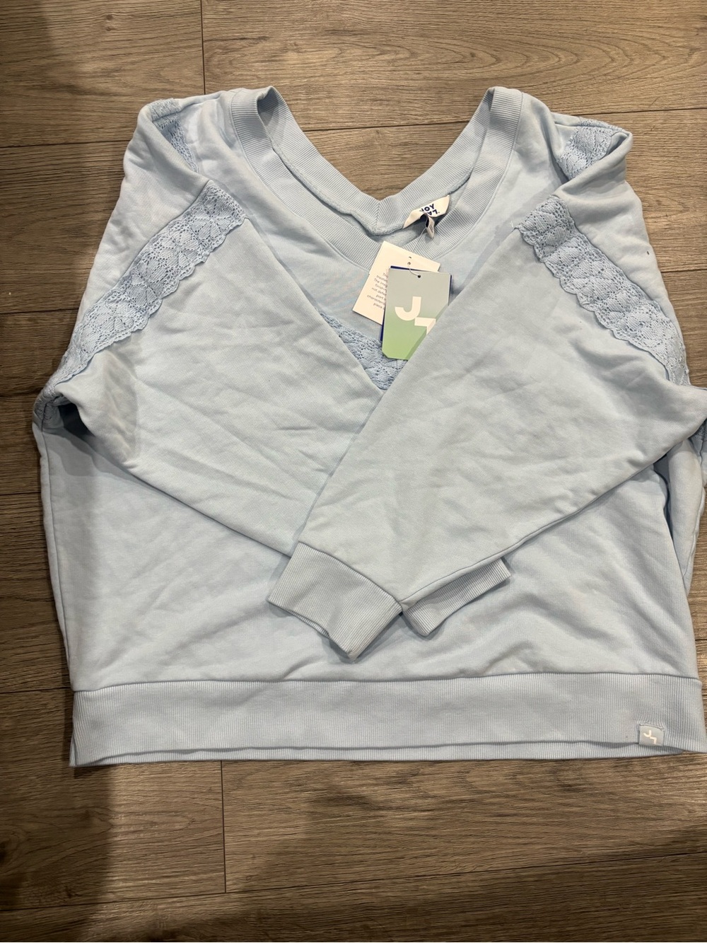 Target Light Blue V-Neck Lace-Trim Women's Sweater